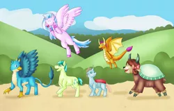 Size: 1600x1027 | Tagged: safe, artist:spacemalla, derpibooru import, gallus, ocellus, sandbar, silverstream, smolder, yona, changedling, changeling, classical hippogriff, dragon, earth pony, gryphon, hippogriff, pony, yak, image, jpeg, student six