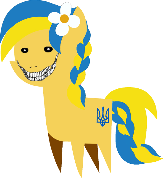 Size: 550x600 | Tagged: safe, artist:archooves, derpibooru import, edit, oc, oc:ukraine, ponified, unofficial characters only, earth pony, pony, braid, evil grin, exploitable meme, grin, image, meme, nation ponies, png, pointy ponies, simple background, smiling, solo, transparent background, ukraine, wojak