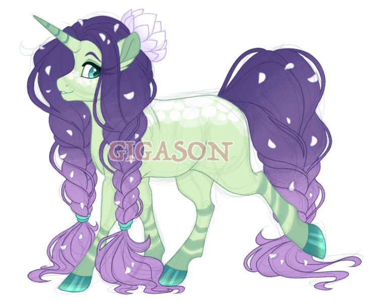 Size: 2900x2300 | Tagged: safe, artist:gigason, derpibooru import, oc, oc:lotus, pony, unicorn, female, image, magical lesbian spawn, mare, obtrusive watermark, offspring, parent:fluttershy, parent:rarity, parents:flarity, png, simple background, solo, transparent background, watermark