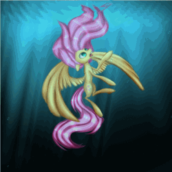 Size: 1000x1000 | Tagged: safe, artist:pinipy, artist:theshadowscale, derpibooru import, fluttershy, pegasus, pony, absurd file size, absurd gif size, animated, asphyxiation, bubble, cinemagraph, crepuscular rays, drowning, female, gif, image, solo, underwater, water, watershy