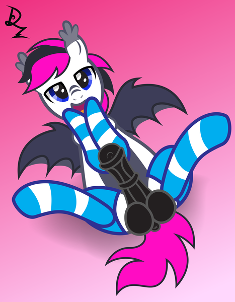 Size: 4456x5720 | Tagged: explicit, artist:zedwin, derpibooru import, oc, oc:lance, bat pony, balls, clothes, image, male, multicolored hair, nudity, penis, png, socks, solo, solo male
