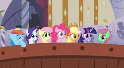 Size: 937x513 | Tagged: safe, derpibooru import, edit, edited screencap, screencap, applejack, fluttershy, minty, pinkie pie, rainbow dash, rarity, twilight sparkle, earth pony, pegasus, pony, unicorn, bridle gossip, adventures in ponyville, hot tub, image, mane six, png, ponyville spa, relaxing, smiling, unicorn twilight