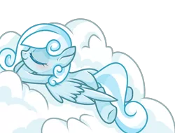 Size: 2048x1556 | Tagged: safe, artist:gouzitongxue23284, derpibooru import, oc, oc:snowdrop, pegasus, pony, blushing, cloud, eyes closed, female, filly, foal, image, png, simple background, smiling, solo, transparent background