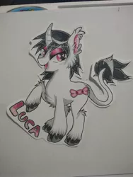 Size: 3000x4000 | Tagged: safe, artist:annuthecatgirl, derpibooru import, oc, oc:luca, unofficial characters only, classical unicorn, unicorn, cloven hooves, image, jpeg, leonine tail, tail, traditional art, unshorn fetlocks