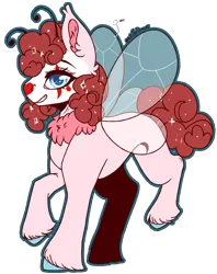 Size: 2690x3405 | Tagged: safe, artist:articfoxdraws, derpibooru import, oc, oc:popsy, unofficial characters only, fairy, fairy pony, original species, clown, clown makeup, image, png, simple background, solo, sparkles, standing on two hooves, transparent background, wings
