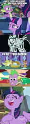 Size: 500x2014 | Tagged: safe, edit, edited screencap, editor:spikeabuser, screencap, sludge (dragon), spike, twilight sparkle, twilight sparkle (alicorn), alicorn, dragon, pony, dragon quest, father knows beast, abuse, comic, crying, female, go to sleep garble, image, male, op is a cuck, op is a duck (reaction image), op is not even trying, op is on drugs, op is trying to start shit, op is trying to start shit so badly that it's kinda funny, pile of books, png, shitposting, spikeabuse, x-ray
