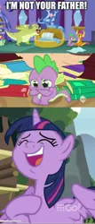Size: 496x1160 | Tagged: safe, edit, edited edit, edited screencap, editor:spikeabuser, screencap, sludge (dragon), smolder, spike, twilight sparkle, father knows beast, abuse, comic, crying, image, laughing, ouch, png, sad, screencap comic, spikeabuse