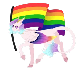 Size: 1800x1600 | Tagged: safe, artist:purplegrim40, derpibooru import, oc, unofficial characters only, pegasus, pony, colored hooves, gay pride flag, image, pegasus oc, png, pride, pride flag, raised hoof, simple background, smiling, solo, transparent background, wings