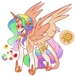 Size: 1920x1920 | Tagged: safe, artist:mintyo0s, derpibooru import, princess celestia, alicorn, pony, female, hoof shoes, horn, horn ring, image, jewelry, mare, png, redesign, ring, simple background, solo, story included, transparent background, twitterina design