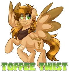 Size: 1280x1337 | Tagged: safe, artist:missbramblemele, derpibooru import, oc, oc:toffee twist, pegasus, pony, colored wings, image, jpeg, simple background, solo, two toned wings, white background, wings