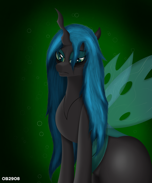 Size: 2500x3000 | Tagged: safe, artist:ob2908, derpibooru import, queen chrysalis, changeling, changeling queen, bags under eyes, female, image, png, sitting