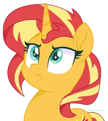 Size: 1280x1426 | Tagged: safe, artist:pastelspringsfim, derpibooru import, sunset shimmer, pony, unicorn, base used, confused, female, image, mare, movie accurate, png, simple background, solo, transparent background