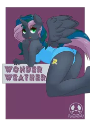 Size: 2894x4093 | Tagged: suggestive, artist:panda-man90, author:bigonionbean, derpibooru import, compass star, evening star, party favor, thunderlane, oc, unofficial characters only, alicorn, anthro, pony, unguligrade anthro, alicorn oc, clothes, commissioner:bigonionbean, cutie mark, female, fusion, horn, image, mare, one-piece swimsuit, png, rule 63, swimsuit, wings