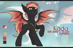 Size: 3808x2480 | Tagged: safe, artist:sinrinf, derpibooru import, oc, oc:kada, bat pony, bat ears, clock, cuntboy, fangs, gold, image, intersex, locket, png, reference sheet, spread wings, tail, teenager, two toned hair, two toned mane, two toned tail, watch, wings