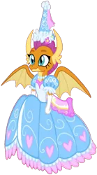 Size: 821x1472 | Tagged: safe, alternate version, artist:darlycatmake, derpibooru import, edit, smolder, dragon, beautiful, clothes, cute, dragoness, dress, female, froufrou glittery lacy outfit, gloves, happy, hat, hennin, image, jewelry, long gloves, necklace, png, pretty, princess, princess smolder, smiling, smolder also dresses in style, smolderbetes