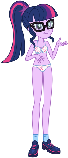 Size: 1024x2354 | Tagged: suggestive, artist:emeraldblast63, artist:riouku, derpibooru import, sci-twi, twilight sparkle, equestria girls, bra, breasts, cleavage, clothes, female, glasses, image, panties, png, ponytail, shoes, simple background, solo, solo female, transparent background, underwear