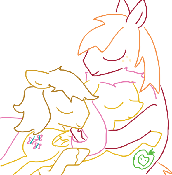 Size: 636x648 | Tagged: safe, alternate version, artist:the weaver, derpibooru import, big macintosh, braeburn, fluttershy, earth pony, pegasus, pony, applecest, braemac, braeshy, cuddling, eyes closed, female, fluttermac, gay, hug, image, incest, lineart, male, missing accessory, old art, png, polyamory, shipping, simple background, smiling, straight, white background