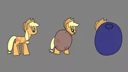 Size: 1920x1080 | Tagged: safe, artist:platinumdrop, derpibooru import, applejack, earth pony, pony, appleberry, applejack's hat, blueberry, cowboy hat, food, hat, image, inanimate tf, png, request, simple background, solo, transformation, transformation sequence