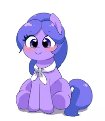 Size: 2584x2964 | Tagged: safe, artist:leo19969525, derpibooru import, oc, unofficial characters only, earth pony, pony, blushing, cute, female, image, jpeg, looking at you, mane, mare, purple eyes, simple background, sitting, smiling, smiling at you, solo, tail, white background