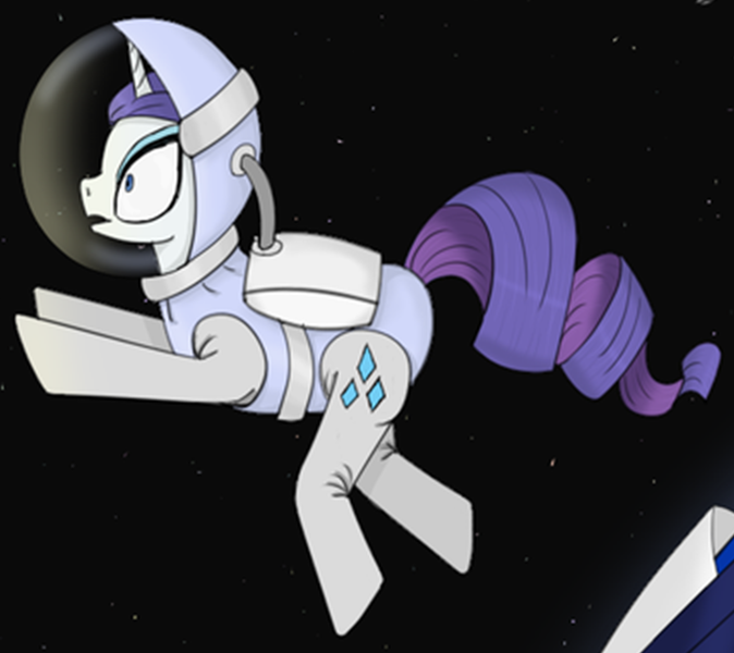 Size: 1440x1281 | Tagged: safe, artist:weronika2808, derpibooru import, rarity, pony, unicorn, astronaut, cropped, female, image, mare, png, solo, space, spacesuit