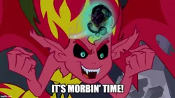 Size: 888x499 | Tagged: safe, derpibooru import, editor:pony-berserker, sunset shimmer, demon, equestria girls, image, it's morbin' time, jpeg, meme, morbius