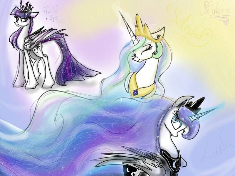 Size: 1280x960 | Tagged: safe, artist:juliafluffy, derpibooru import, princess celestia, princess luna, princess twilight 2.0, twilight sparkle, twilight sparkle (alicorn), alicorn, pony, the last problem, female, image, jpeg, older, older twilight, trio