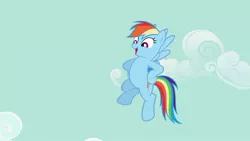 Size: 1920x1080 | Tagged: safe, derpibooru import, screencap, rainbow dash, pegasus, pony, season 2, the mysterious mare do well, 1080p, 1920x1080, cloud, female, flying, hooves on hips, image, jpeg, mare, sky, solo