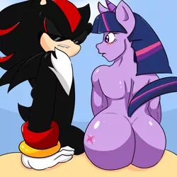 Size: 1512x1512 | Tagged: suggestive, artist:soul-yagami64, derpibooru import, twilight sparkle, butt, image, large butt, png, shadow the hedgehog, sonic the hedgehog (series), twibutt