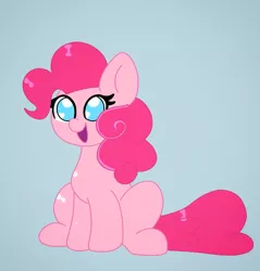 Size: 2256x2362 | Tagged: safe, artist:cinematic-fawn, derpibooru import, pinkie pie, earth pony, pony, blue background, cute, diapinkes, heart, heart eyes, image, jpeg, open mouth, open smile, ponk, simple background, sitting, smiling, solo, wingding eyes