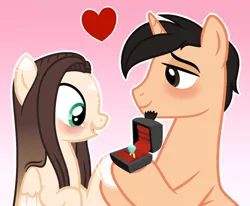 Size: 1280x1054 | Tagged: safe, artist:cindystarlight, derpibooru import, oc, oc:cindy, pegasus, pony, unicorn, female, image, jewelry, jpeg, male, mare, marriage proposal, ring, stallion