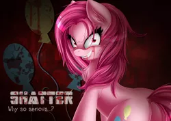 Size: 5004x3550 | Tagged: grimdark, alternate version, artist:knifeh, derpibooru import, pinkie pie, earth pony, pony, blood, chest fluff, crying, cutie mark, ear fluff, female, hexagon, high res, image, mare, pinkamena diane pie, png, poster, solo