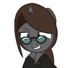 Size: 3804x3493 | Tagged: safe, artist:duskyzombie, derpibooru import, oc, oc:sonata, pony, unicorn, clothes, elements of justice, female, glasses, image, mare, png, scheming, simple background, solo, transparent background, turnabout storm, vector
