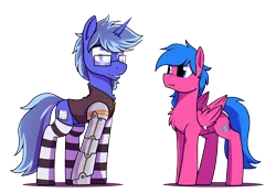 Size: 6000x4200 | Tagged: safe, artist:dacaoo, derpibooru import, oc, oc:neon burst, unofficial characters only, pegasus, unicorn, commission, image, male, png, simple background, transparent background