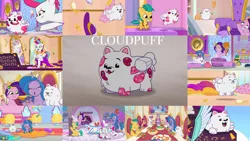 Size: 1280x721 | Tagged: safe, derpibooru import, edit, edited screencap, editor:quoterific, screencap, cloudpuff, hitch trailblazer, izzy moonbow, pipp petals, queen haven, sunny starscout, zipp storm, dog, earth pony, pegasus, pomeranian, pony, unicorn, a home to share, my little pony: tell your tale, sisters take flight, spoiler:g5, spoiler:my little pony: tell your tale, spoiler:tyts01e01, spoiler:tyts01e03, spoiler:tyts01e15, spoiler:tyts01e17, :o, baby, baby pony, colt, colt hitch trailblazer, eyes closed, female, filly, filly izzy moonbow, filly sunny starscout, flying, flying pomeranian, food, g5, grin, image, making a foal of me, male, mane five (g5), mare, open mouth, open smile, pineapple, png, queens for a day, smiling, spread wings, stallion, sunglasses, text, thunder (g5), winged dog, wings, younger