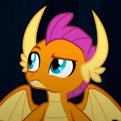 Size: 516x514 | Tagged: safe, derpibooru import, screencap, smolder, dragon, uprooted, cropped, dragoness, female, image, looking up, png, raised eyebrow, solo, spread wings, wings