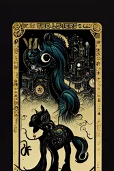 Size: 1024x1536 | Tagged: safe, derpibooru import, machine learning generated, midjourney, pony, fanfic:revanchism, abstract, fanfic art, image, machine learning abomination, major arcana, png, tarot card, the lovers