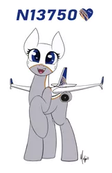 Size: 1485x2298 | Tagged: safe, artist:ponynamedmixtape, derpibooru import, oc, oc:0750, unofficial characters only, original species, plane pony, pony, boeing 737, female, happy, image, looking at you, plane, png, simple background, solo, transparent background, united airlines