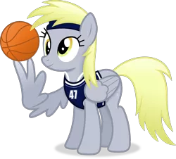 Size: 3309x2995 | Tagged: safe, artist:anime-equestria, derpibooru import, derpy hooves, pegasus, pony, basketball, clothes, female, headband, image, mare, png, simple background, smiling, solo, sports, transparent background, vector, wings