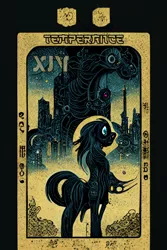 Size: 1024x1536 | Tagged: safe, derpibooru import, machine learning generated, midjourney, pony, fanfic:revanchism, abstract, fanfic art, image, major arcana, png, tarot card, temperance