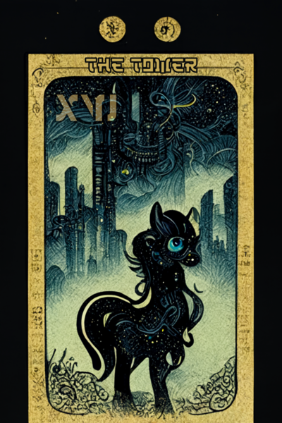 Size: 1024x1536 | Tagged: safe, derpibooru import, machine learning generated, midjourney, pony, fanfic:revanchism, abstract, building, fanfic art, image, major arcana, png, skyscraper, the tower