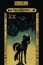 Size: 1024x1536 | Tagged: safe, derpibooru import, machine learning generated, midjourney, part of a set, cyclops, pony, fanfic:revanchism, abstract, fanfic art, image, judgement, machine learning abomination, major arcana, png