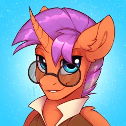 Size: 3000x3000 | Tagged: safe, artist:argigen, derpibooru import, oc, oc:glorious morning, unofficial characters only, alicorn, pony, clothes, glasses, high res, image, looking at you, male, png, simple background, smiling, smiling at you, solo