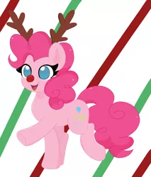 Size: 2318x2720 | Tagged: safe, artist:cinematic-fawn, derpibooru import, pinkie pie, pony, antlers, cute, diapinkes, image, png, red nose, solo