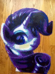 Size: 1536x2056 | Tagged: safe, artist:oddishponygirl, artist:whitediamonds, derpibooru import, rarity, pony, unicorn, 8-bit, beads, craft, female, image, jpeg, looking at you, mare, perler, perler beads, pixel art, solo, sprite, style emulation