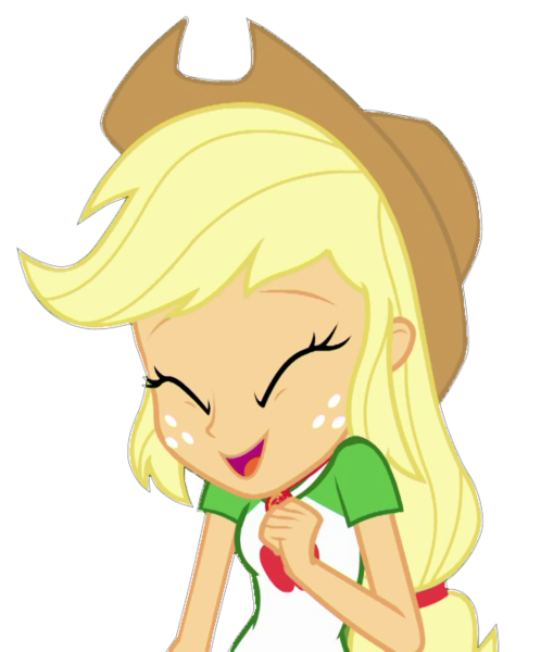 Size: 568x685 | Tagged: safe, artist:marcoequestrian98, derpibooru import, edit, edited screencap, screencap, applejack, equestria girls, applejack's hat, background human, cowboy hat, eyes closed, female, hat, image, not a vector, png, simple background, solo, solo female, transparent background