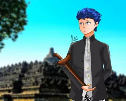 Size: 1024x819 | Tagged: safe, artist:lencai123, derpibooru import, flash sentry, human, clothes, humanized, image, java, javanese, jpeg, male, solo