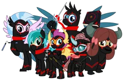 Size: 6120x4000 | Tagged: safe, artist:ponygamer2020, derpibooru import, gallus, ocellus, sandbar, silverstream, smolder, yona, changedling, changeling, classical hippogriff, dragon, earth pony, gryphon, hippogriff, pony, yak, school daze, :p, book, claws, clothes, cloven hooves, crossed arms, crossed legs, crossover, cute, cuteling, diaocelles, dragon wings, dragoness, excited, fangs, female, gallabetes, gasp, group, happy, horn, image, katana, kunai, kusarigama, looking at you, male, monkey swings, ninja, ninjanomicon, nose, nunchucks, png, randy cunningham: 9th grade ninja, sai, sandabetes, scarf, shuriken, shy, silly, simple background, solo, spread wings, student six, suit, sword, tail, teenaged dragon, teenager, tongue out, transparent background, vector, weapon, wings, yonadorable