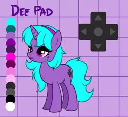 Size: 2475x2256 | Tagged: safe, artist:xfrncstomiku, derpibooru import, oc, oc:dee pad, unofficial characters only, pony, unicorn, cutie mark, female, image, jpeg, reference sheet, solo