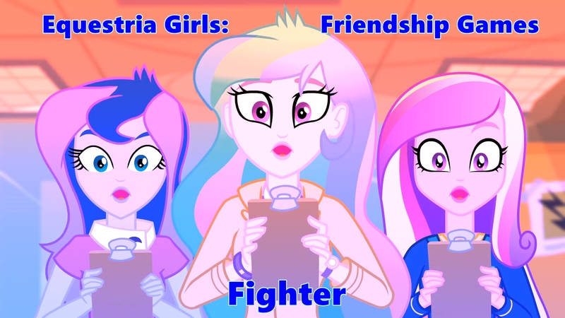 Size: 1920x1080 | Tagged: safe, derpibooru import, princess cadance, princess celestia, princess luna, human, acadeca, equestria girls, friendship games, christina aguilera, fighter, image, jpeg, principal celestia, vice principal luna