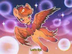 Size: 2048x1535 | Tagged: safe, artist:pierogarts, derpibooru import, oc, pegasus, pony, '90s, 90s anime, anime, female, image, jpeg, looking at you, male, mare, solo, spread wings, stallion, wings